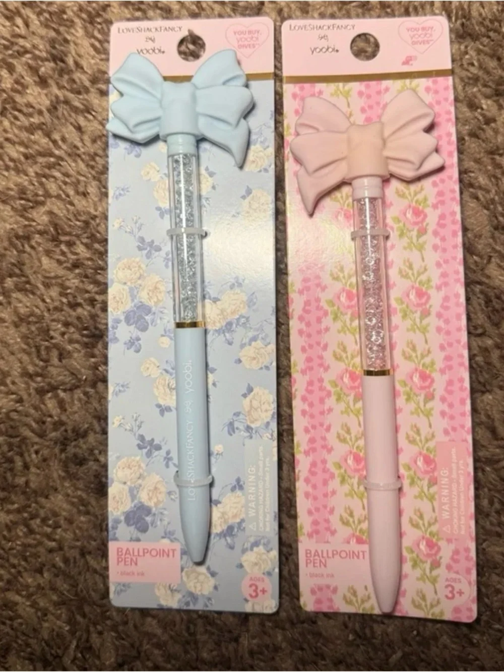 LoveShackFancy Kids Bow Ballpoint Pen - Light Blue & Light Pink